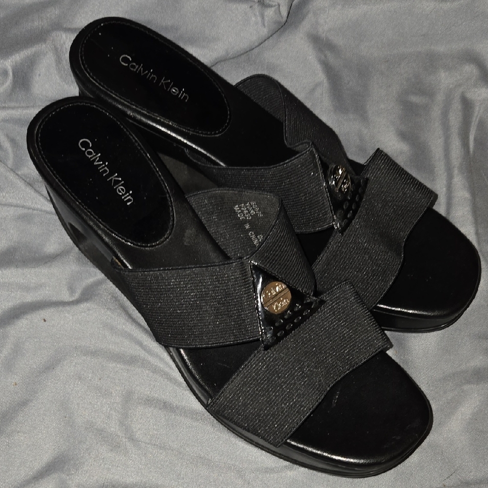 Calvin Klein Black Dress Slide Sz 8 Med